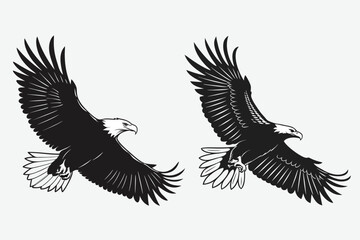 Eagle with outstretched wings silhouette design art with illustration
