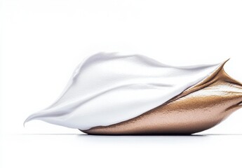 Fluid Creamy Texture with Metallic Swirl on White Background