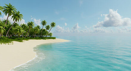 Fototapeta premium A 3D render of an isolated beach serene.