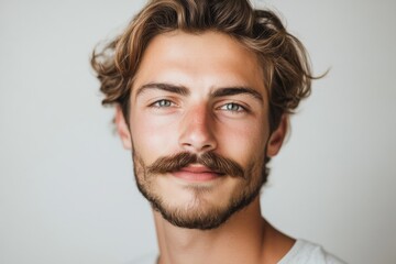 Fototapeta premium handsome man with mustache on white