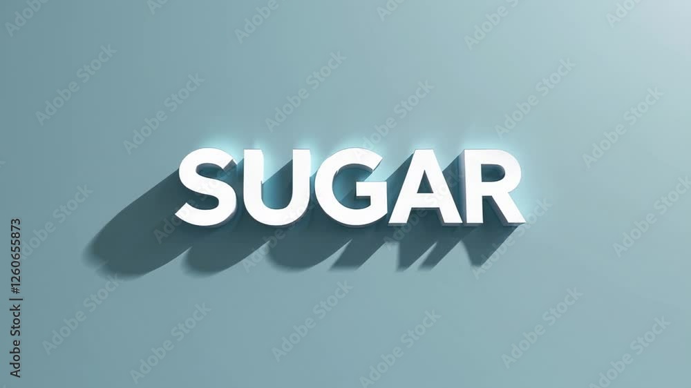 Poster Crisp white 3d typography materializing against soft light blue backdrop, casting progressively elongating shadow with gradual slow motion dynamics