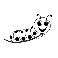 an adorable caterpillar with a big smile and polka dots