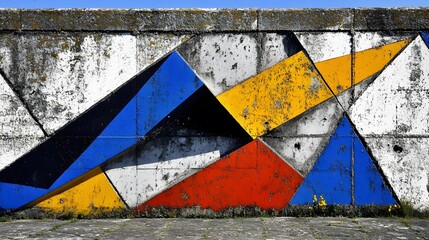 Naklejka premium Abstract Geometric Wall Art Mural in Bold Colors