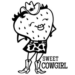 Strawberry vector print vintage illustration. Red strawbbery country girl hand drawn pattern floral decoration on old paper texture background for design or print 