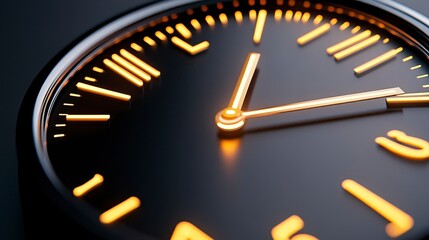 Close-up of a Stylish Analog Clock with Orange Luminescence