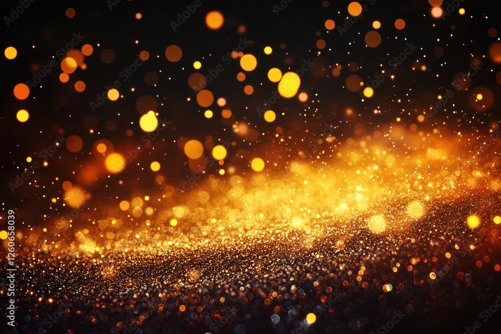 Poster glimmering golden bokeh lights creating a magical atmosphere in a dark setting
