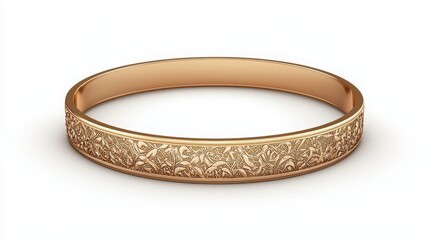 A beautifully crafted gold bangle with intricate floral patterns, showcasing elegance and timeless style.