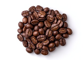 Fototapeta premium A close-up of roasted coffee beans, showcasing their rich color and texture, ideal for coffee enthusiasts and culinary use.