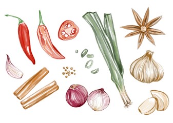 Set of seasoning onion chili
