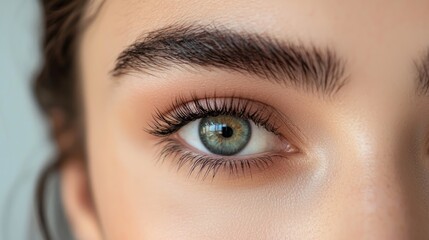 Fototapeta premium A model showing off dramatic lashes after applying mascara.
