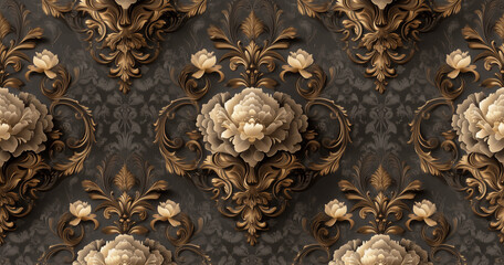 beautiful floral pattern with grey blue hues dark background, abstract concept.