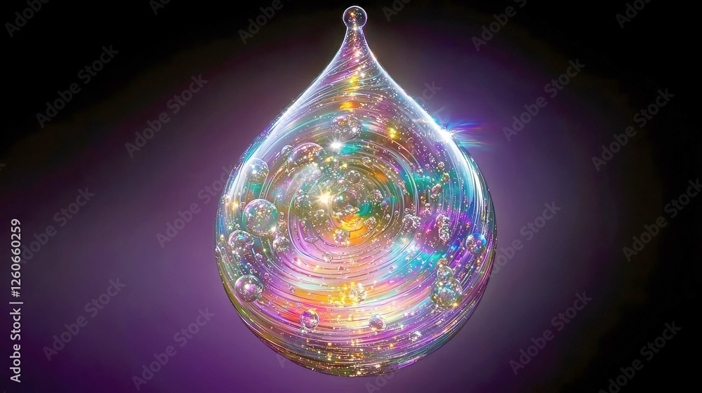 Poster cosmic drop: a mesmerizing journey into the vibrant universe captured in a single iridescent drop. e