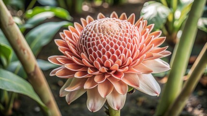 Fototapeta premium Exploring the beauty of torch ginger in tropical gardens a visual journey through nature's vibrant flora