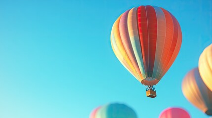 Fototapeta premium close-up of colorful hot air balloons against deep azure sky