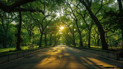 Obraz premium The refreshing breeze of magical Central Park, with its cozy alleys and green fields, invites you to pleasant walks