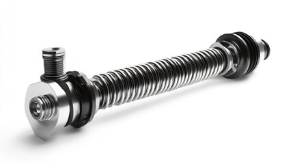 Metal Flexible Pipe, Industrial Part, Isolated on White. Possible Use Engineering Catalog