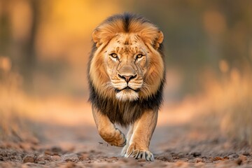 Fototapeta premium majestic lion or tiger captured in natural habitat with ample copy space in backdrop for text or design
