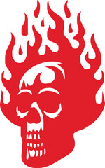 Skull and fire effect. tatto design. vector illustration