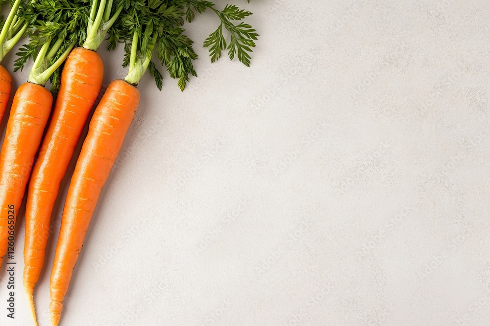 Aufkleber clean photo of fresh carrots arranged horizontally in line displayed on smooth background with soft 