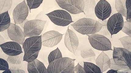Monochrome pattern of intricate leaves with veins