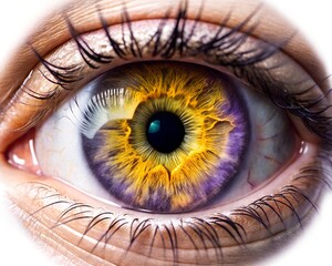 Beautiful female eye in close-up with light blue iris details
