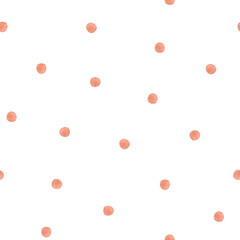Watercolor seamless pattern red polka dot. Isolated on white background. Hand drawn clipart. Perfect for card, fabric, tags, invitation, printing, wrapping.