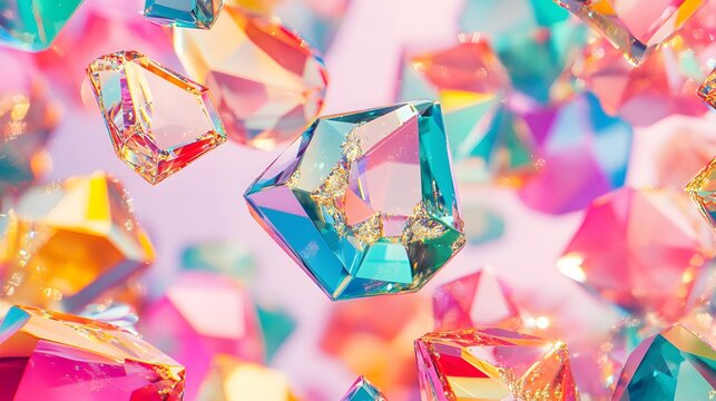 Vibrant Colorful Crystal Gems Background