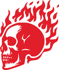 Skull and fire effect. tatto design. vector illustration