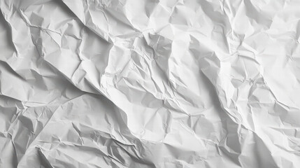 Obraz premium Crumpled white paper texture with intricate folds and shadows, creating dynamic visual effect. Ideal for backgrounds or artistic projects