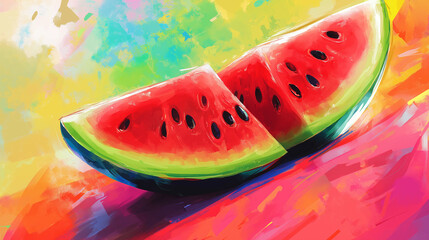 Cartoon fresh watermelon illustration
