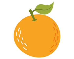Fruit orange in cartoon hand drawn simple style. Editable variable color