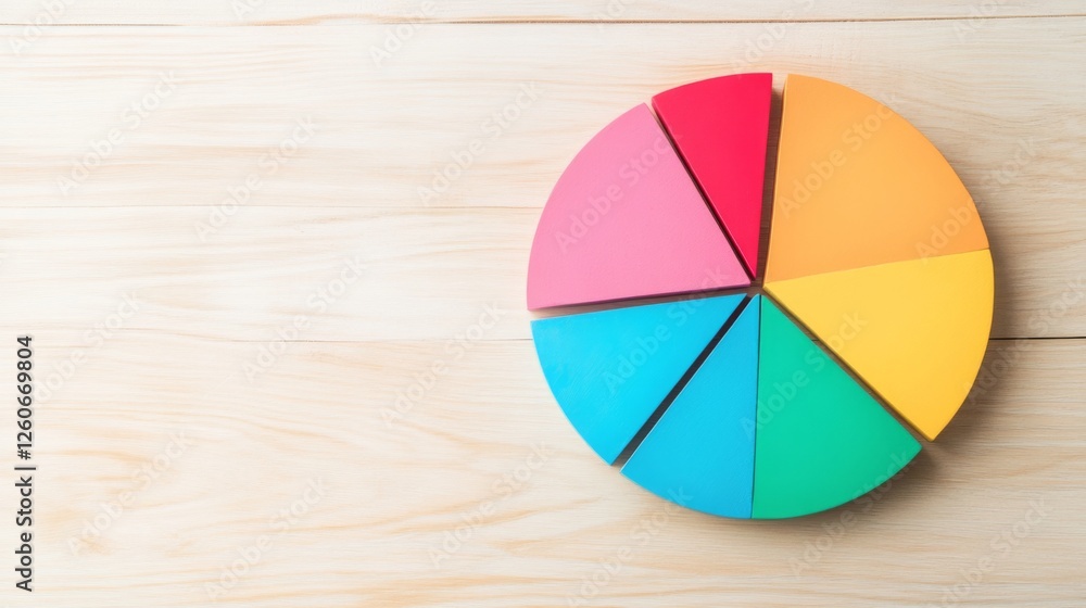Poster a close-up of a financial pie chart displaying customer demographics, with distinct colors for age g