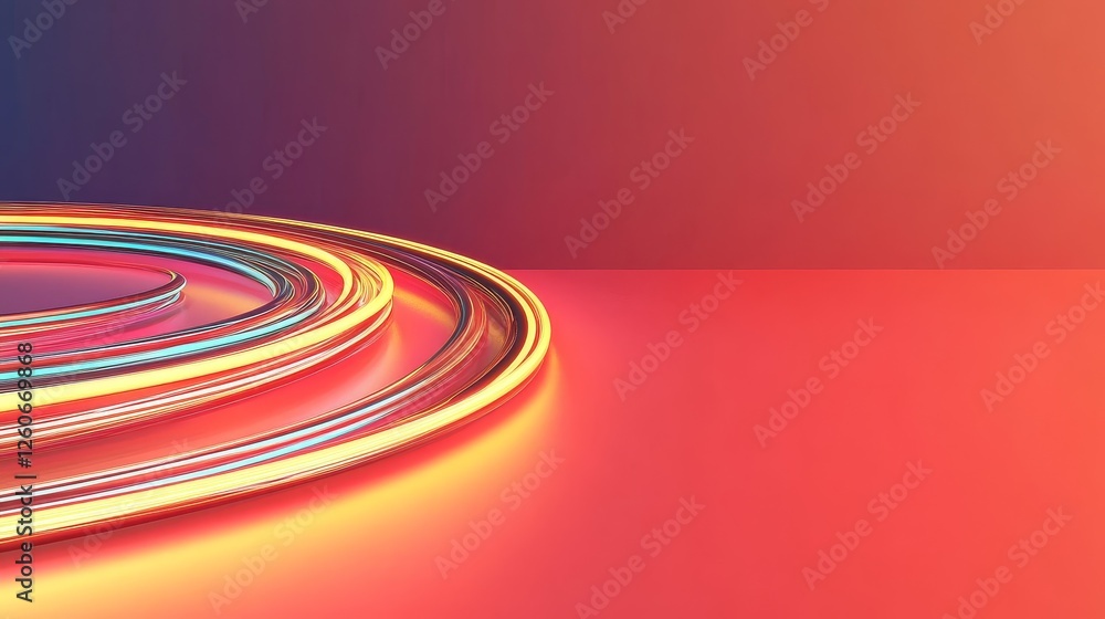 Aufkleber glowing circular light design - abstract of concentric glowing circles on a vibrant red and orange g