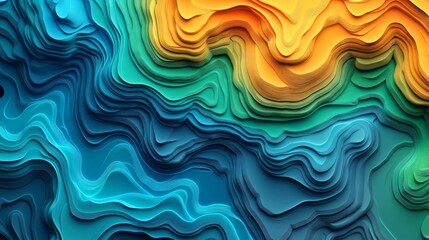 Fototapeta premium Colorful abstract paper layers creating a stunning topographic map art