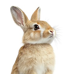 Obraz premium Cute bunny rabbit looking up, white background, pet animal