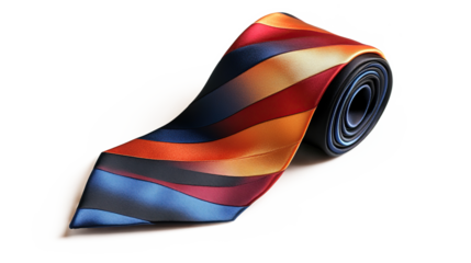 Red and yellow striped tie isolated on transparent background