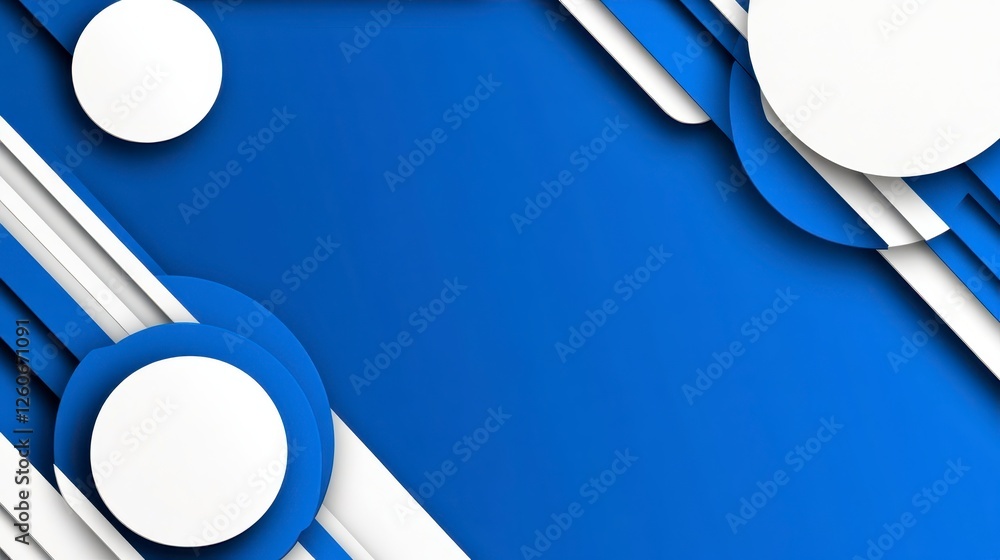 Aufkleber abstract background design featuring overlapping white circles and diagonal stripes on a deep blue b