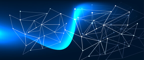 abstract connected dots plexus networking light blue background 