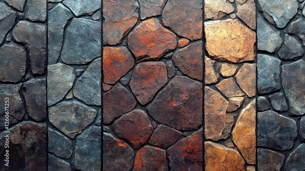 Poster rustic stone wall texture background: a captivating image showcasing the rich textures and colors of