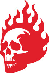Skull and fire effect. tatto design. vector illustration