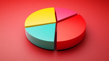 Obraz premium A corporate-style pie chart showing a financial breakdown of company profits, with sections for expenses, taxes, and net revenue, placed on a simple gradient background.