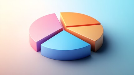 A corporate-style pie chart showing a financial breakdown of company profits, with sections for expenses, taxes, and net revenue, placed on a simple gradient background.