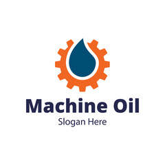 Oil and gear icon logo design. Oil drop with cog wheel icon logo design.