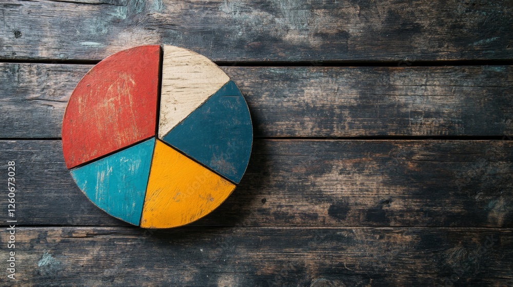 Poster a creative pie chart with textured segments showing sales data, each slice representing a different 