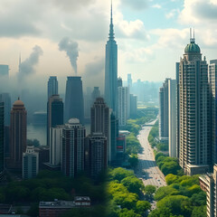 Naklejka premium hong kong city skyline
