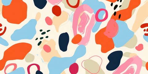 Fototapeta premium camouflage colorful abstract shape print pattern illustration retro style pop trendy primary backgrounds creative drawing doodle