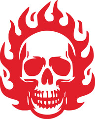 Skull and fire effect. tatto design. vector illustration