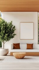 Modern Interior Living Room With Minimalist Design, Comfortable Sofa And Artistic Decor, Inviting Home Ambiance