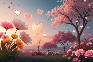 Women’s Day 8 march Party with flower rose, invitation to Lights Heart.
frame heart background