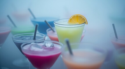 Colorful cocktails close up